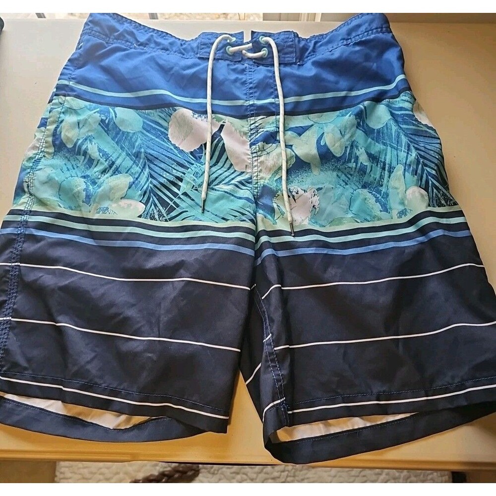 GOODFELLOW & CO Swim Trunks Mens Size Large Blue Elastic Waist Drawstring